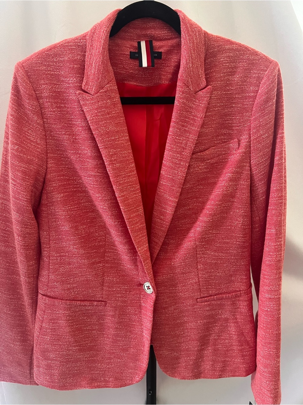 Tommy Hilfiger Pink Textured Single-Button Blazer
